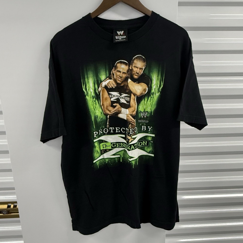 Vintage 2002 WWE D-Generation X DX Triple H Shawn Michaels Shirt XL Double Sided